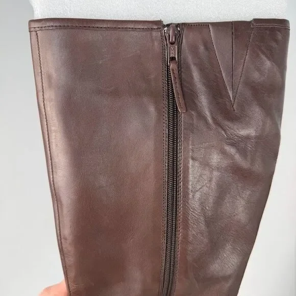 Lauren Ralph Lauren Marion Burnished Leather Riding Boots, Brown, 9.5B Wide Calf - Picture 12 of 16